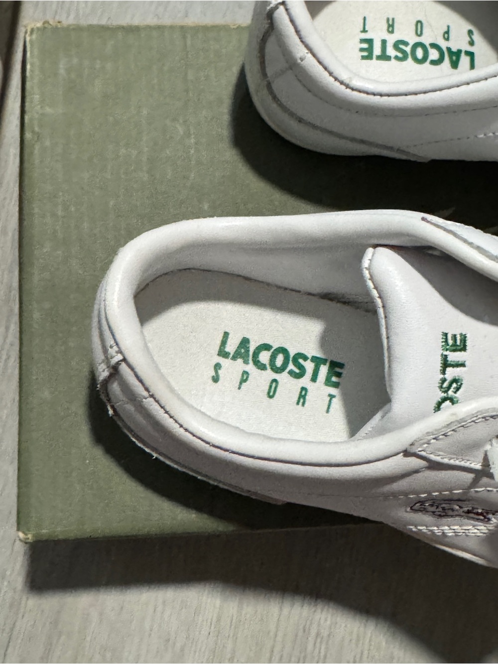 Lacoste Kids White Sneakers with Green Logo